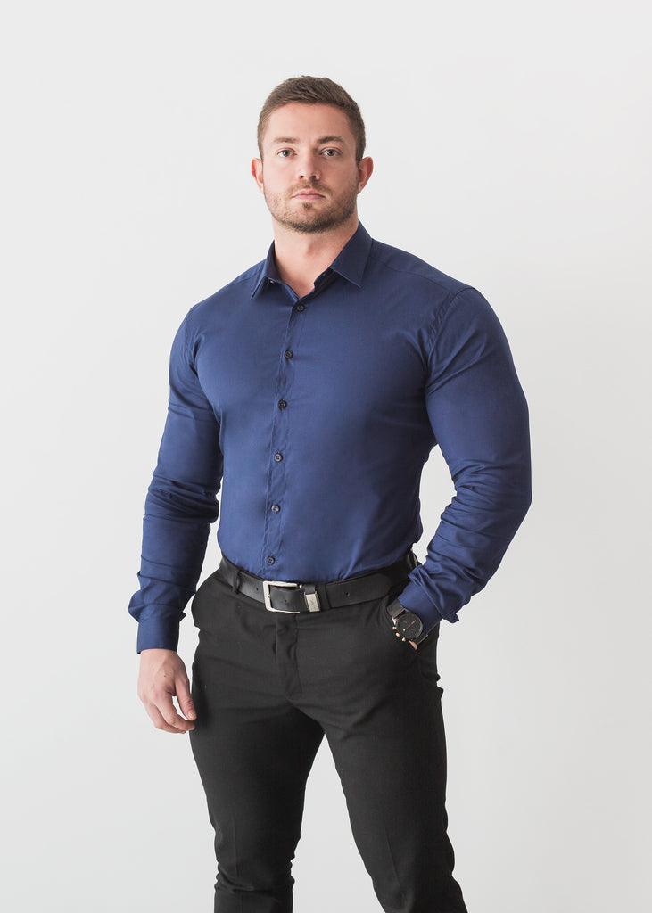 Navy Tapered Fit Shirt - For a Muscular ...